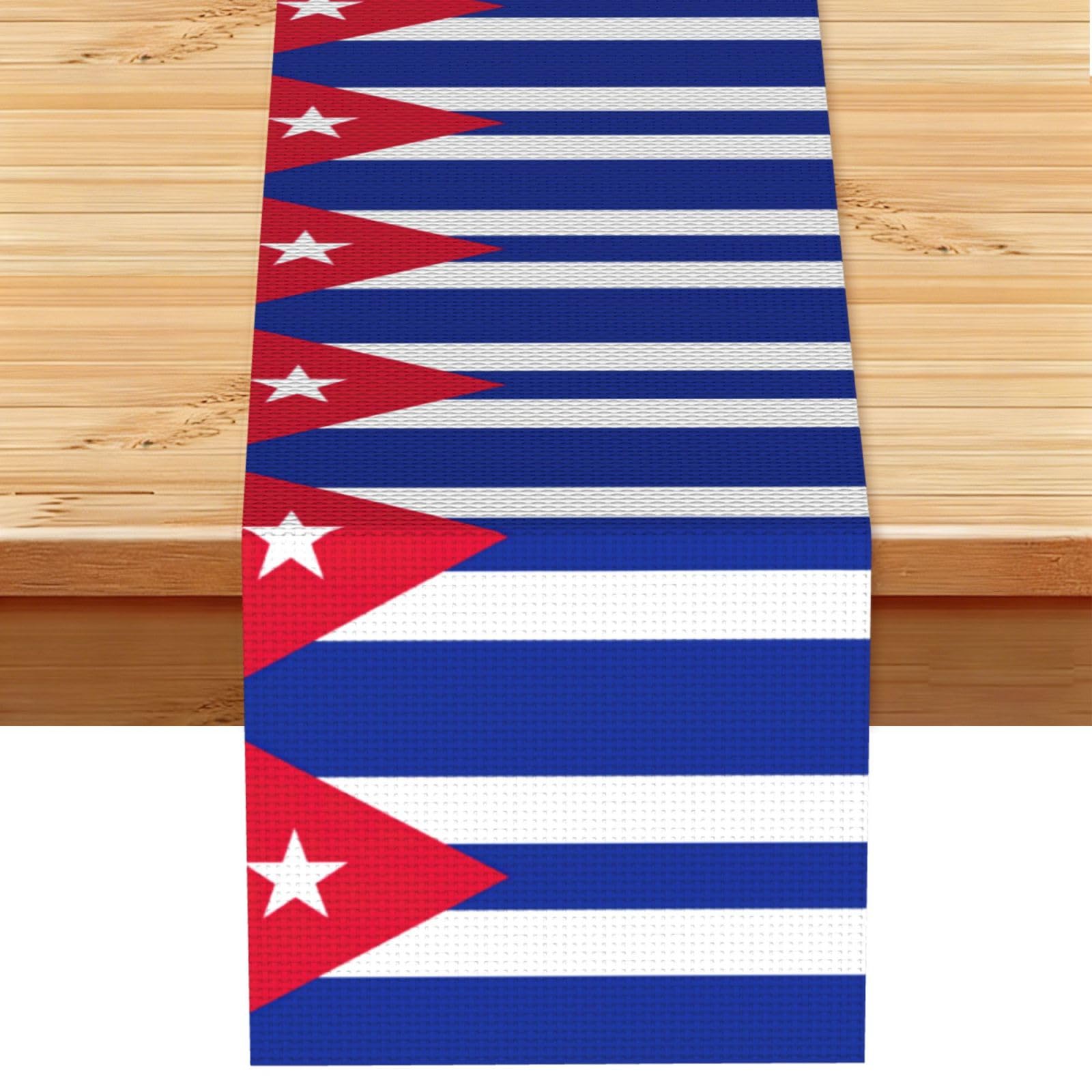 Cuban flag Vintage Style Table Runner 13x72in, Soft Printed Centerpieces for Tables, Kitchen, Countertops & Dining Area Home Decor