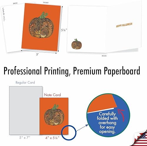 Miniatura 2 de The Best Card Company 36 tarjetas de Halloween surtidas en caja de 4 x 5.1 pulgadas con sobres (36 diseños, 1 de cada uno) Diversión de calabaza