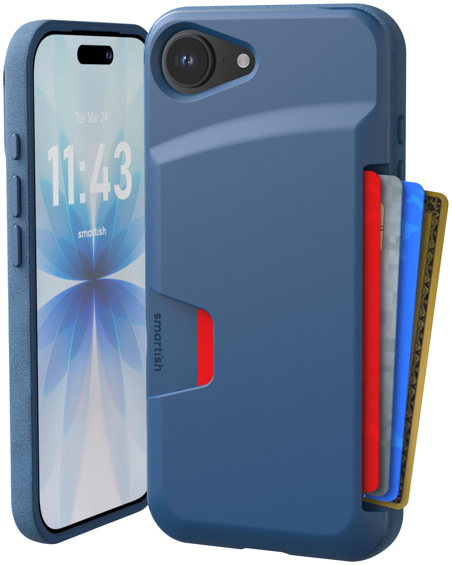 Smartish iPhone 17e/16e Wallet Case, Card Holder, Wallet Slayer Vol 1, Blue