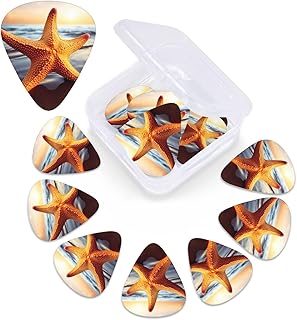 Starfish print Guitar Picks 12 Pack Personalized Guitar Picks with Storage Box Guitar Accessories for Ukulele Electric Acoustic Guitars Bass
