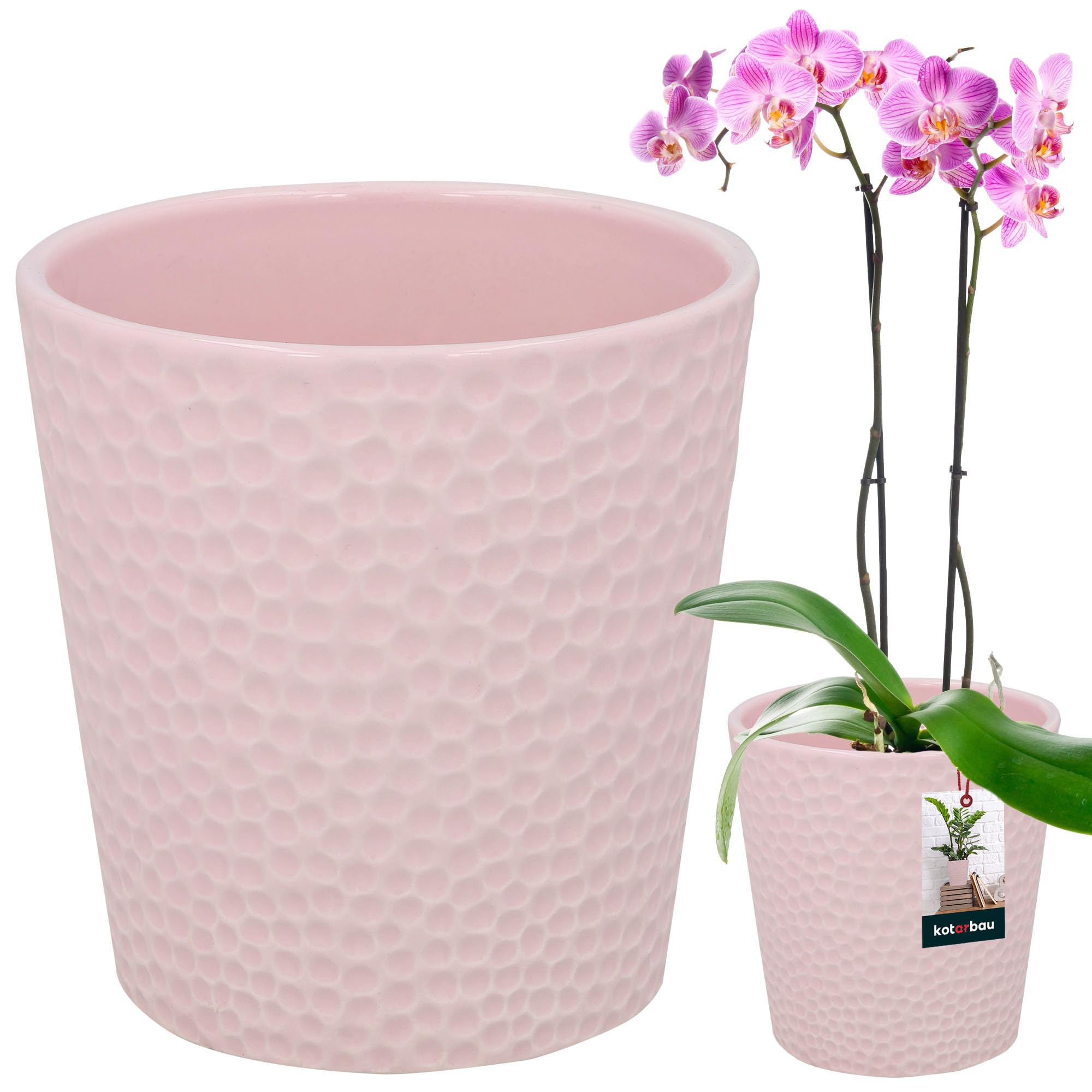 Kotarbau Pink Kotarbau® Flower Pot Ceramic Glazed Orchid Pot Ceramic Flower Pots Ceramic Flower Pot Ceramic Plant Pot Flower Pot Modern Flower Pots Indoor Plants, ⌀ 9,5 Cm, Modern