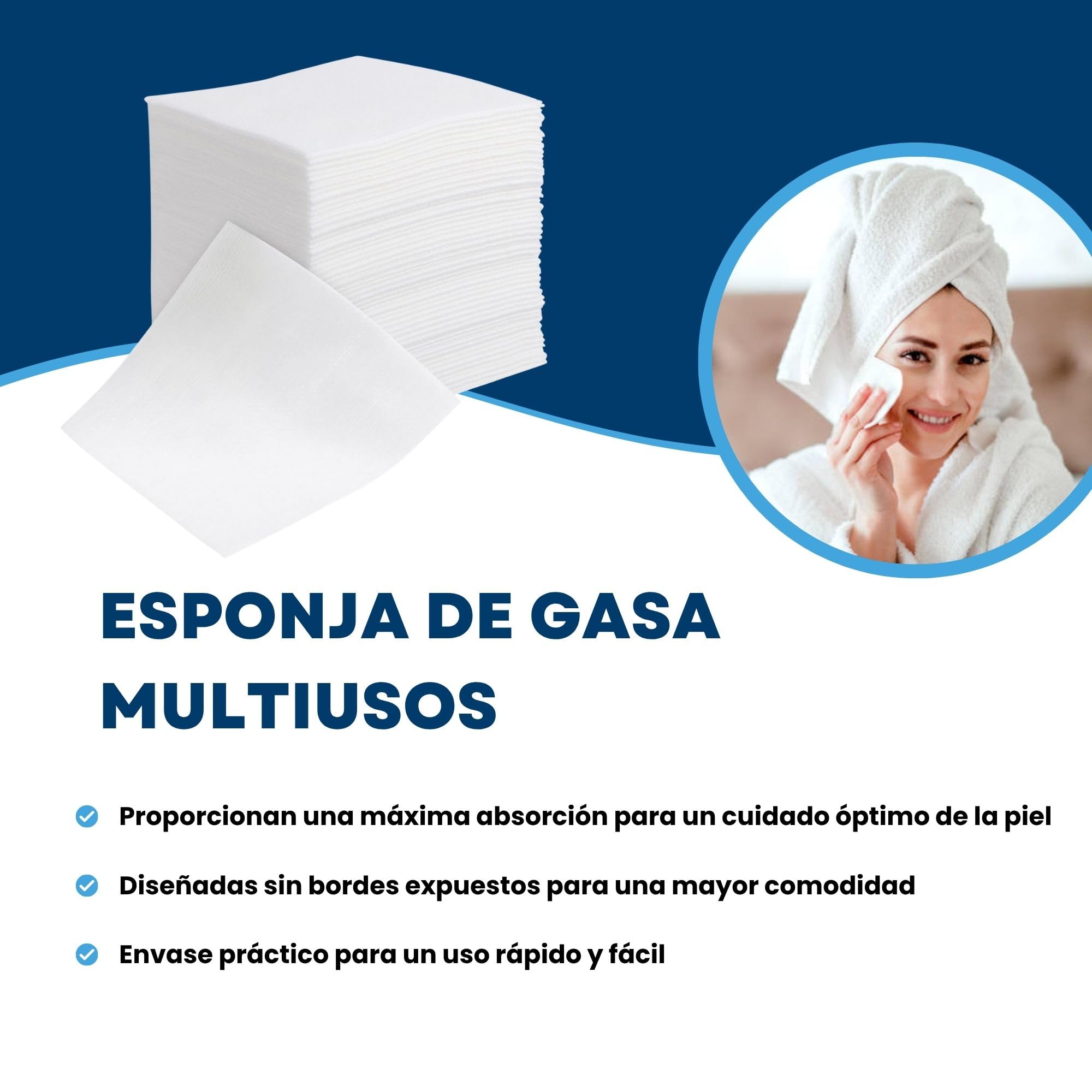Pack de 200 gasas de máxima calidad y absorción, gasas de 4 capas no tejidas para cura de heridas, desinfección de la piel, aplicación de cremas, limpieza de material. fabricación europea