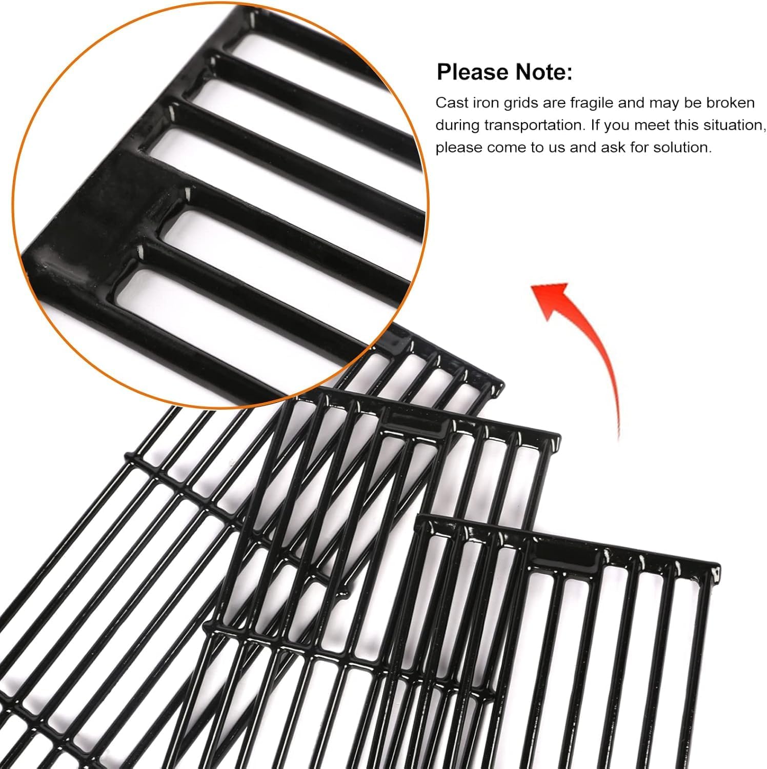 Hisencn Replacement Parts for Chargriller 3001, 3008, 3030, 4000, 5050, 5252 Gas Grill Models, Stainless Steel Burner, Porcelain Steel Heat Plate, Porcelain Cast Iron Cooking Grid Grates