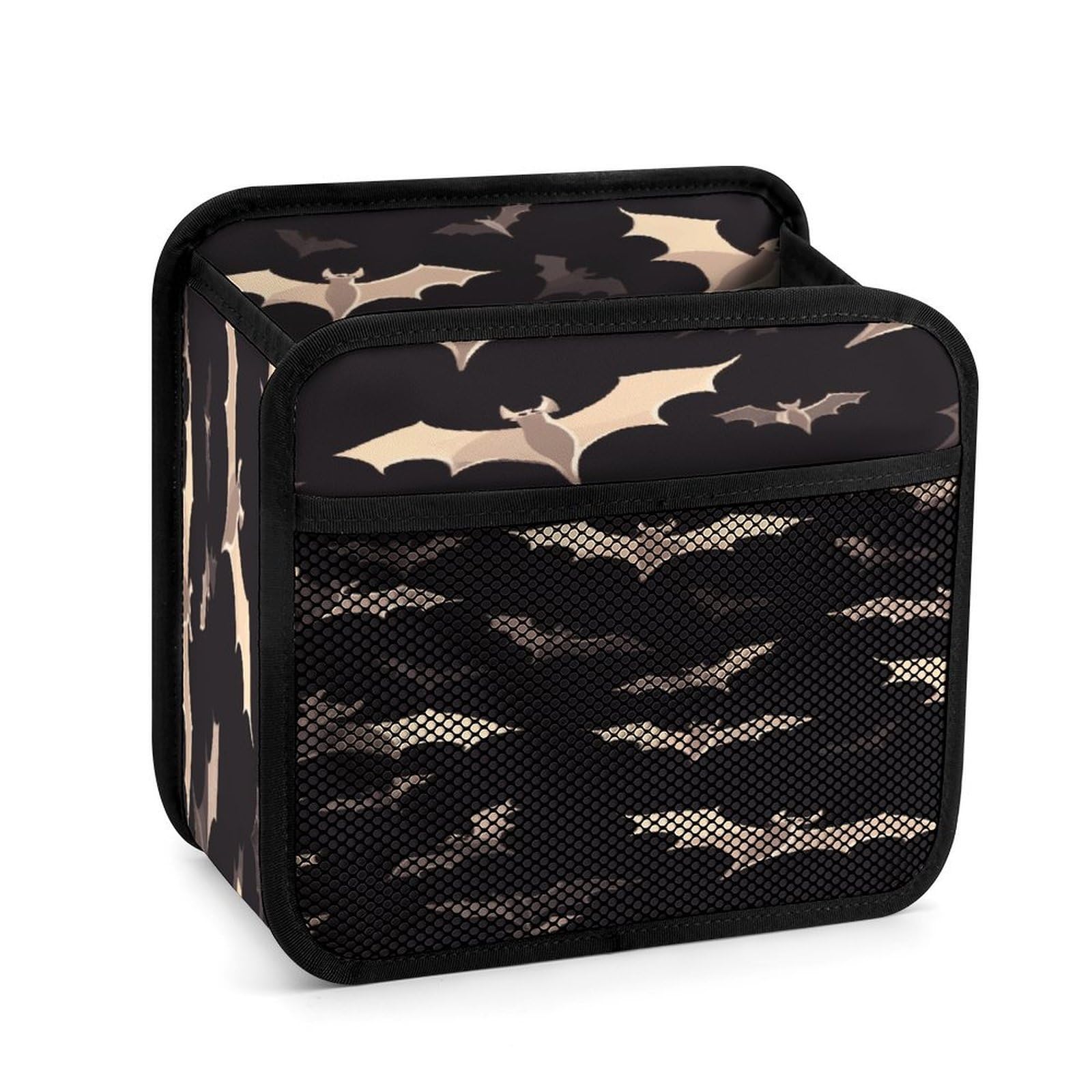 Btcowzrv Style Halloween Flying Bats Car Seat Back Organizer, Pu Leather Hanging Backseat Car Organizer With Elastic Mesh Pocket, Storage Bag For Most Vehicles