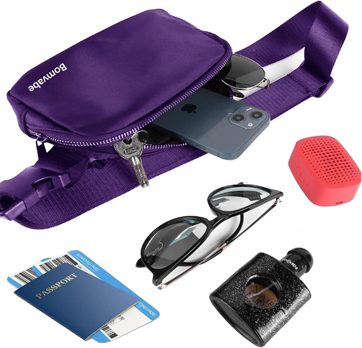Purple Fanny Pack for Women Girls, 1L Small Waist Bag with Adjustable Belt 32 to 51, Crossbody Bag Lightweight for Travel Sport Running Cycling Hiking, Mothers Day Gifts