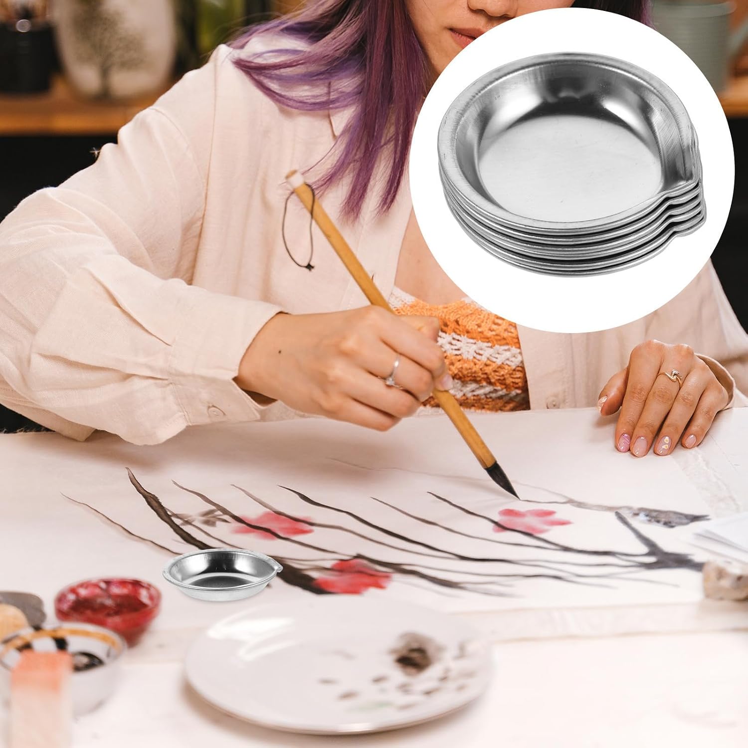 Stainless Steel Paint Mixing Tray for Precise Pigment Blending 18pcs