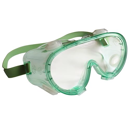 KLEENGUARD V80 Monogoggle 211 - Protección de gafas (16669), compatible con respiradores, lente transparente antivaho y marco verde
