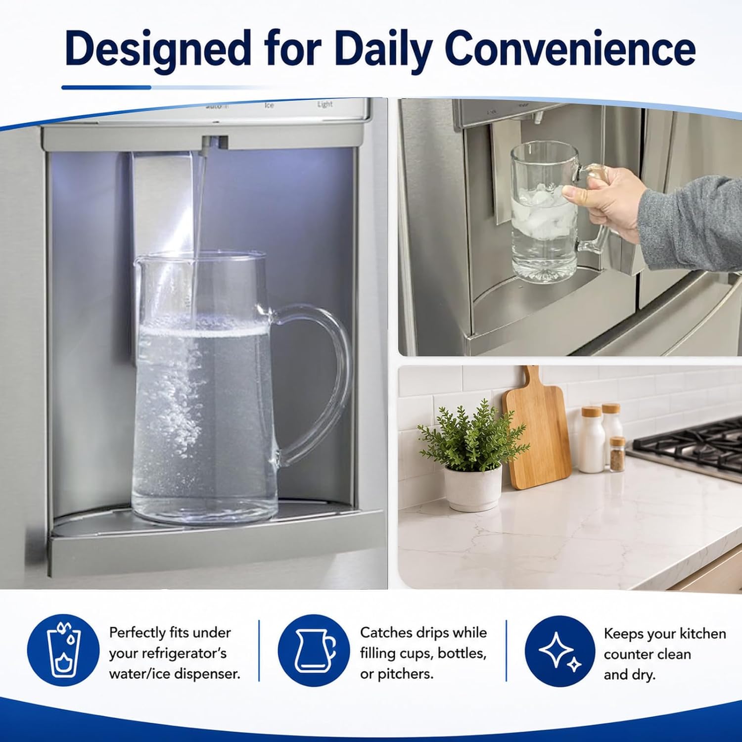 WR17X34471 Refrigerator Drip Tray, Dispenser Drip Pan Compatible with GE Refrigerator, Replacement for WR17X26325 EAP16226527, Catches Water Drips from Ice & Water Dispenser, Keeps Floor Dry