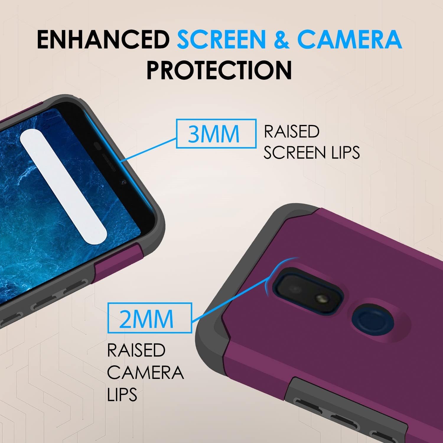 HRWireless Compatible for Cricket Icon 3 Case (3rd Version), At&t Motivate 2 (2nd), Cricket Splendor,Series Heavy Duty Minimalistic Cover for Shock Absorption, Accidental Drops, Scratches