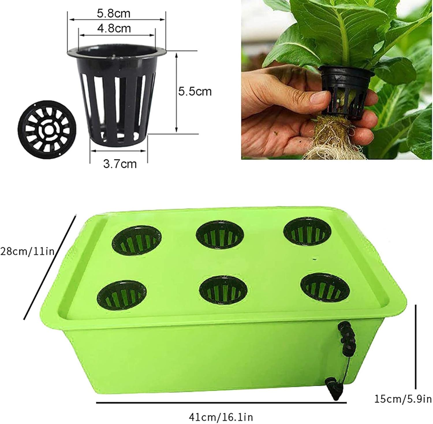 Plant Hydroponic System Cabinet Box, 6/8/11 Hole Balcony Vegetable Growing Hydroponic Tank Kit Soilless Cultivation Planting Box
