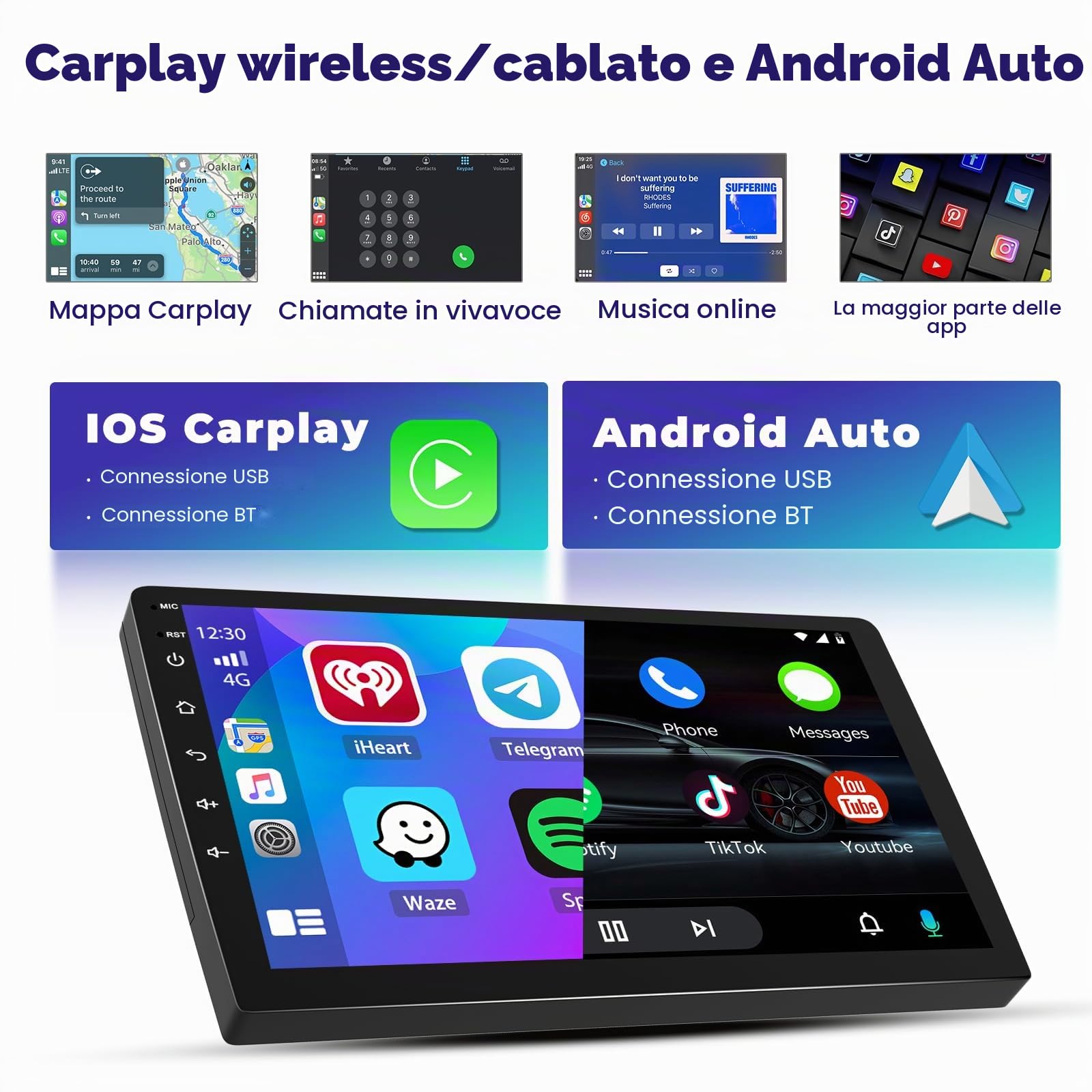 Hikity 4+64G 9" Autoradio Android Wireless CarPlay