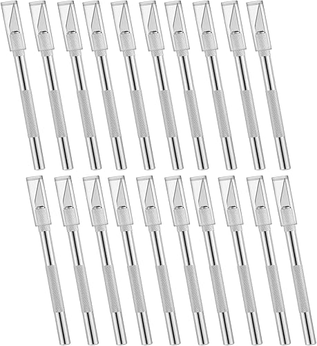 Precision Craft - Juego de 20 cuchillos afilados con tapa de seguridad para reparación de teléfonos, arte, álbumes de recortes, plantilla