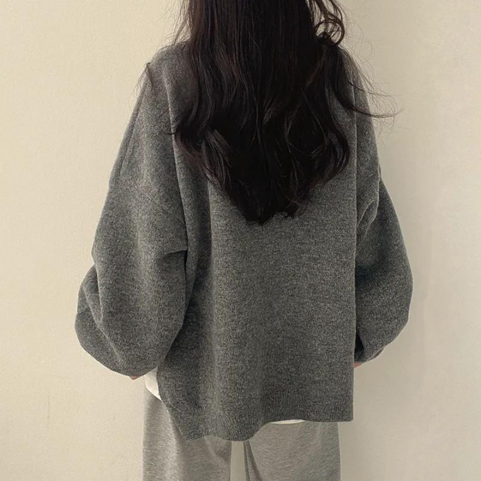 Générique Pulls Oversize à col Rond pour Femmes, Pull à Manches Longues en Maille épaisse, Blouse Ample décontractée et Douce