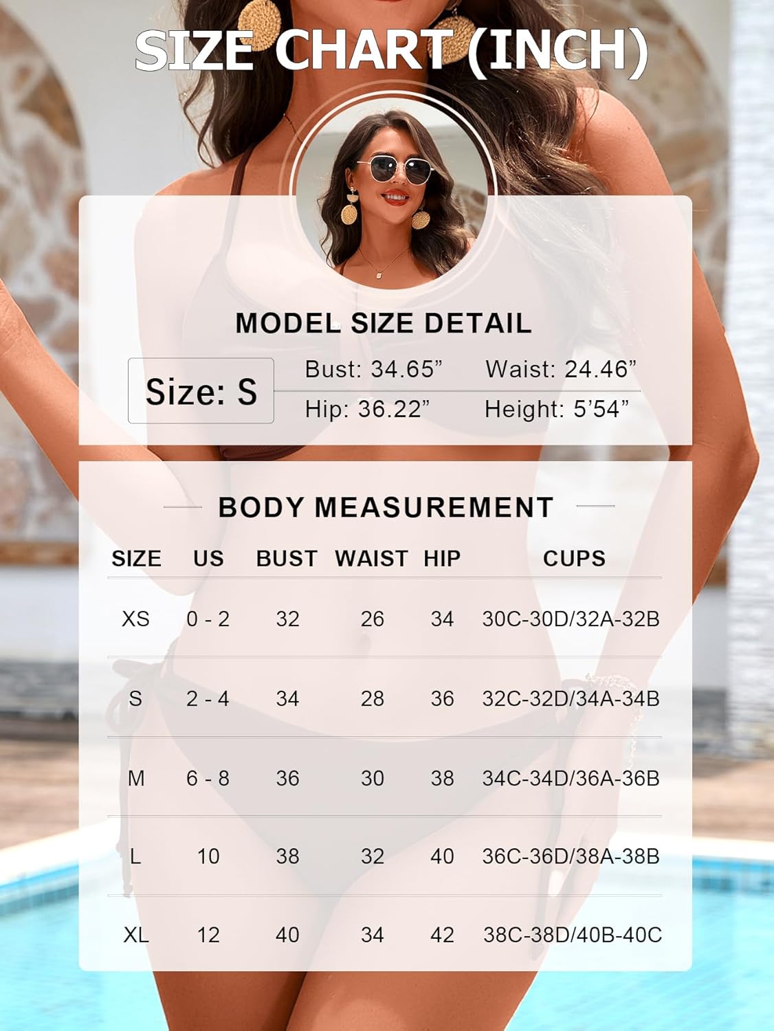 Women's Sexy Two Piece Bikini Set Push Up Textured U-Wire Bathing Suit String Adjustable Straps Swimsuit