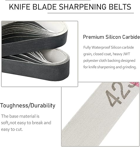 Miniatura 4 de 34" x 12" Cinturones de afilador de cuchillos y herramientas Ken Onion, cinturones de afilado de herramientas de 800 granos para afiladores Work