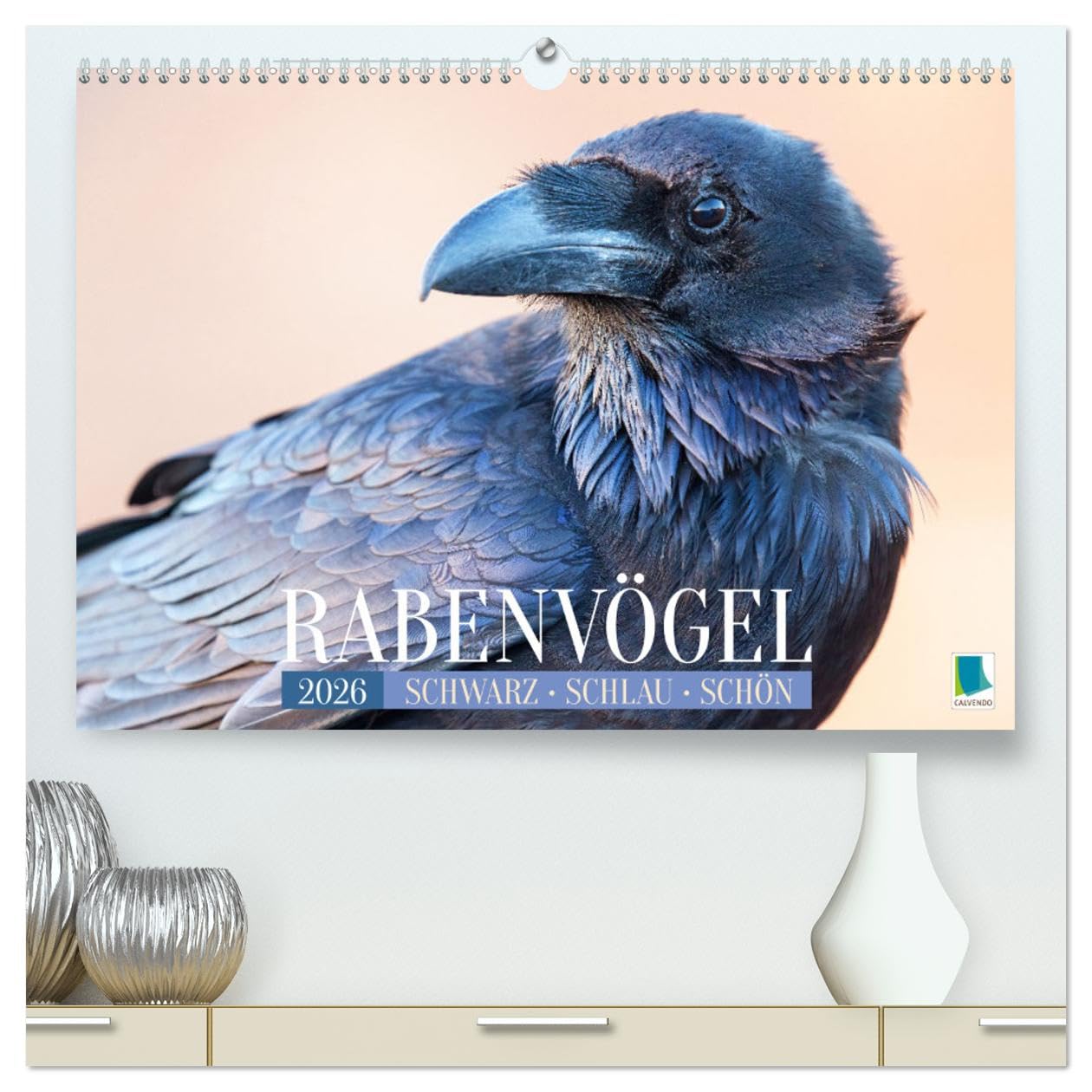 Rabenvögel: Schwarz, schlau, schön (hochwertiger Premium Wandkalender 2026 DIN A2 quer), Kunstdruck in Hochglanz: Rabe, Krähe, Elster: viel schlauer als Ihr Ruf (CALVENDO Tiere)