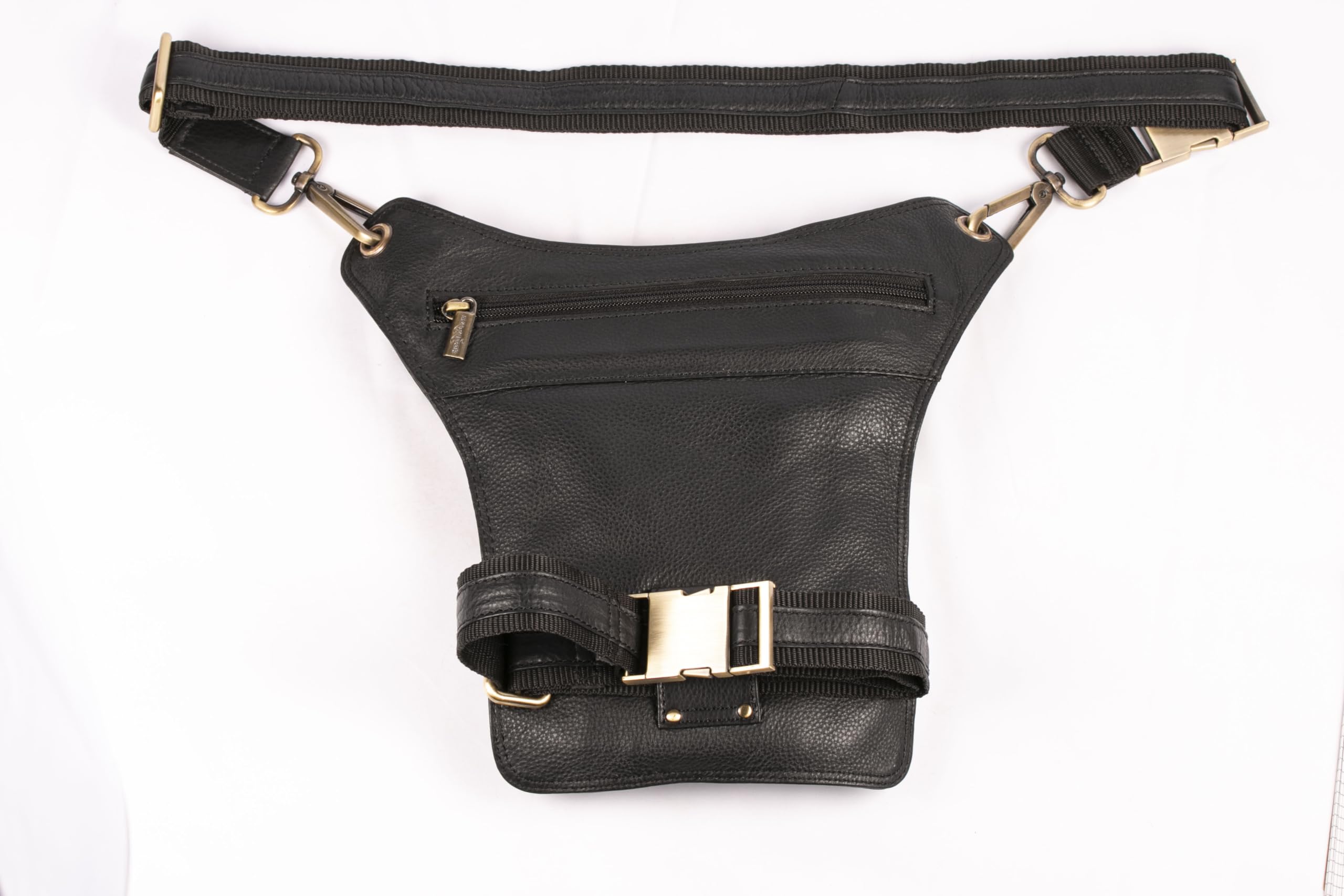 MATADOR Outdoor Tasche Echt Leder Bauchtasche Herren Damen Groß | Beintasche Motorrad Tasche mit Beingurt | Brusttasche Hüfttasche Herrentasche Leder | Oberschenkeltasche Beinholster | Nappa Schwarz