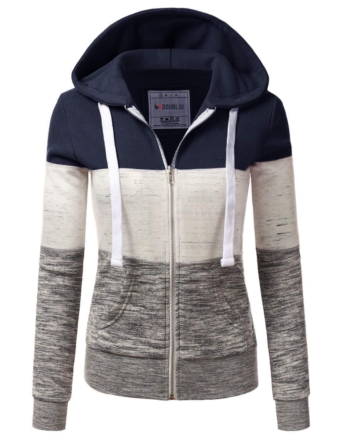 DOUBLJULightweight Thin Zip-Up Hoodie Jacket for Women with Plus Size