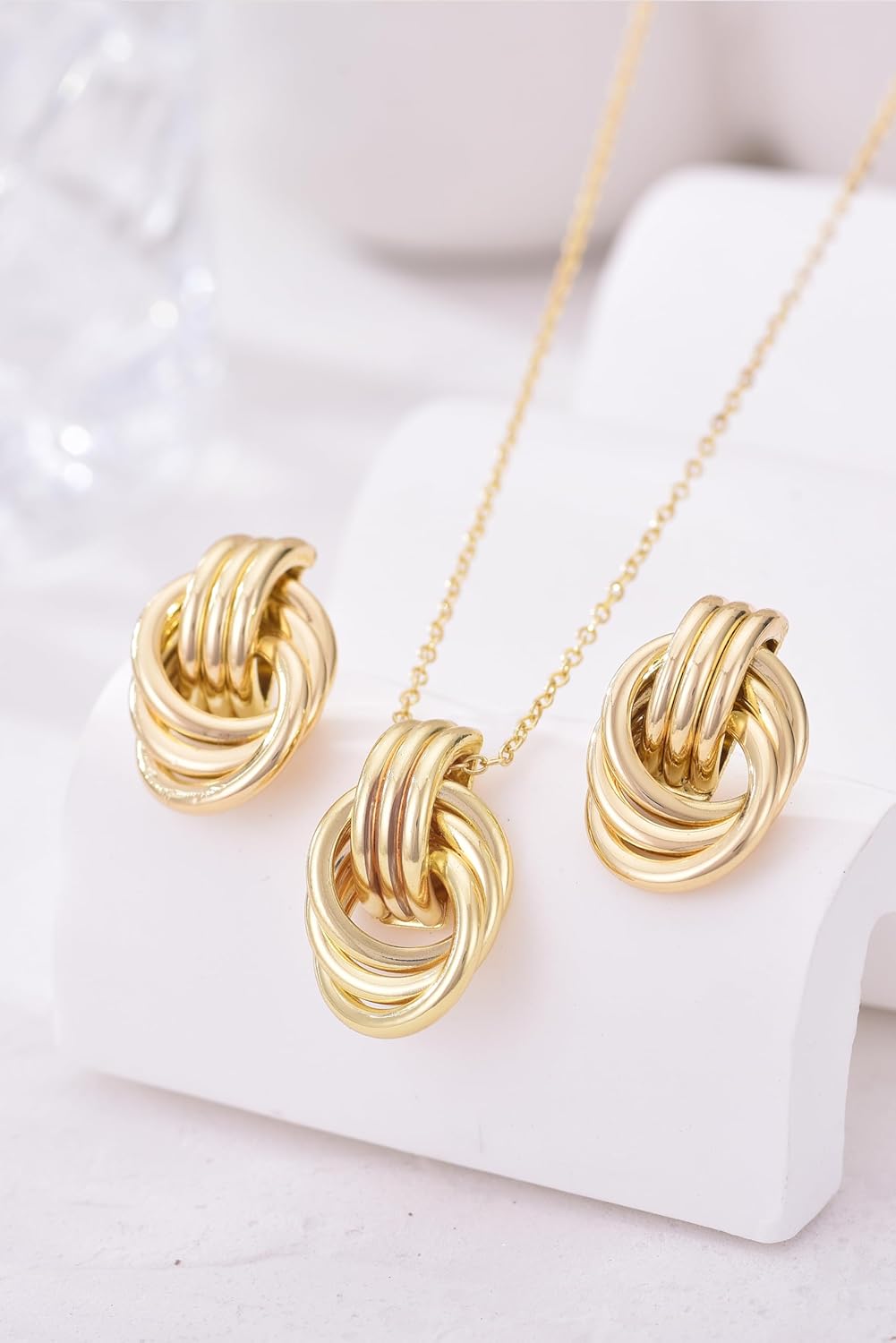 Gold Knot Pendant Necklace for Women Gold Statement Geometric Necklace Dainty Link Choker Necklace Trendy Jewelry Accessories - Image 5