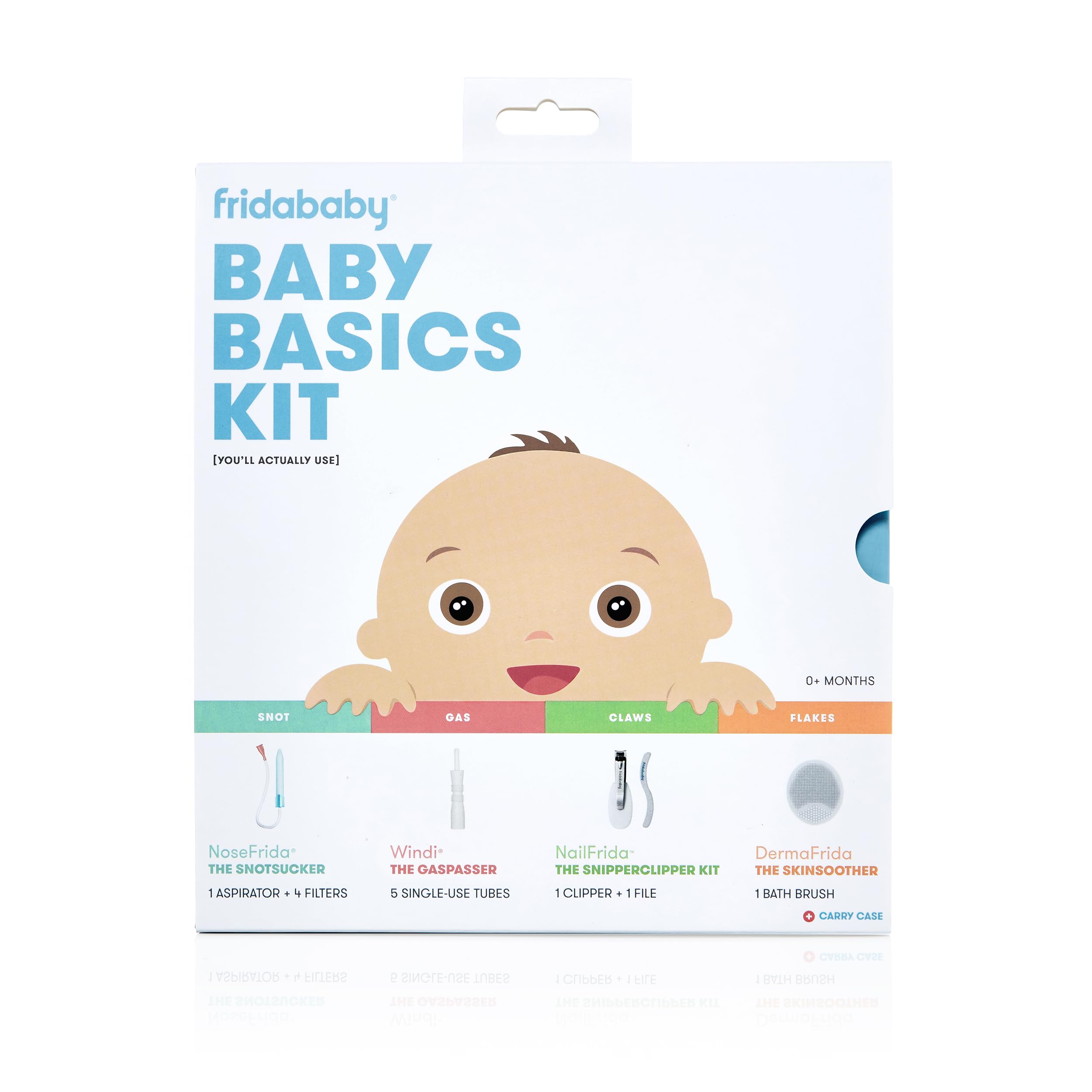 Frida Baby - Primo kit di cura per neonati: Include SnotSucker, Filtri igienici monouso, Windi, Snipper Clipper, Spazzola in silicone e lima curva