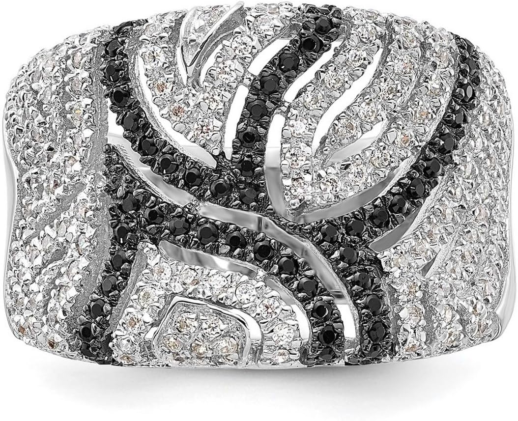 JewelryWeb 925 Sterling Silver and Cubic Zirconia Brilliant Embers Ring 15.75mm Wide Ring for Women