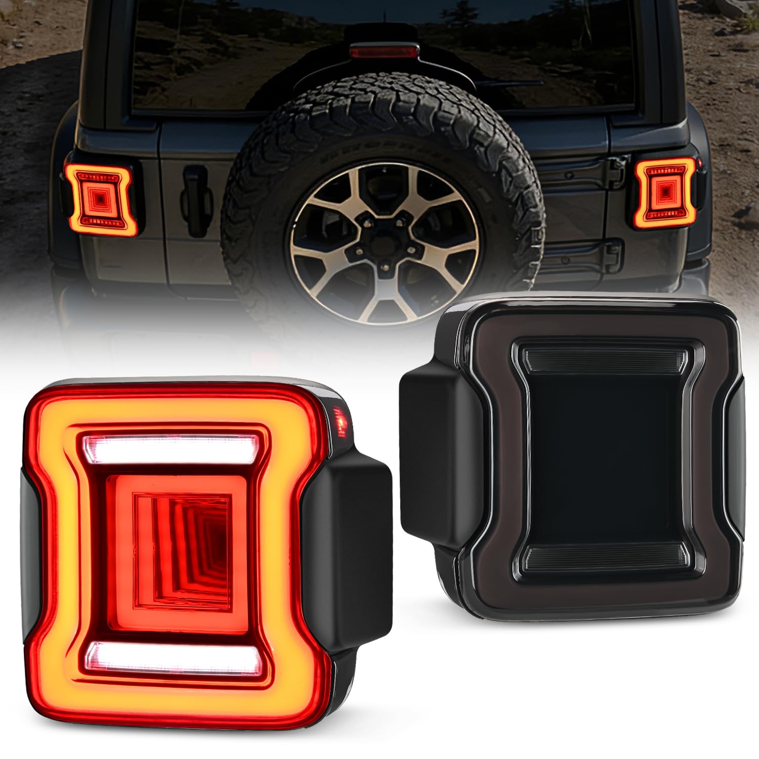 Nilight JL Tail Light LED Smoked Lens DOT APPROVED for 2018-2026 Wrangler