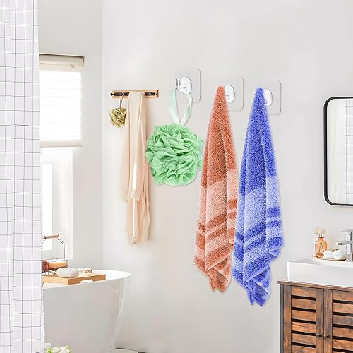 Miniatura 6 de 20 ganchos autoadhesivos para colgar, ganchos de pared transparentes impermeables para llaves, baño, ducha, exteriores, cocina, puerta, mejoras del