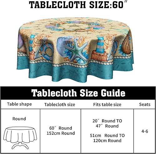 Miniatura 9 de Mantel redondo de verano con diseño de flores silvestres de 60 pulgadas, mantel rústico vintage de poliéster para comedor, cocina, picnic al aire