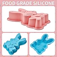 Vista 2 de Easter Bunny Molds 2 Pack Bunny Cake Pan Rabbit Cake Mold Silicone Cute Cake Molds Jumbo Bunny Breakable Chocolate Gummy Mold for Baking Easter Day