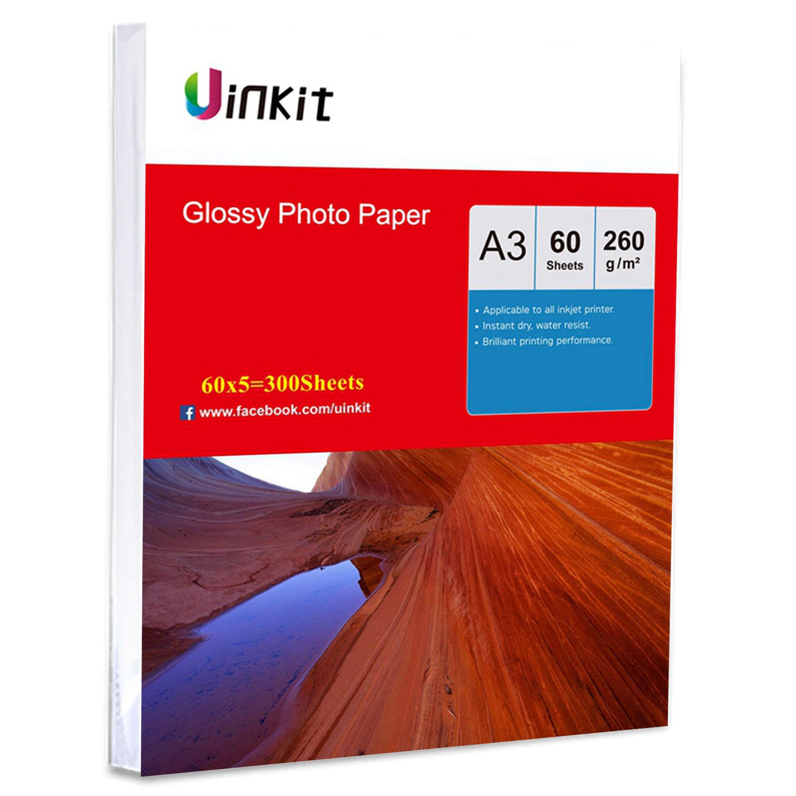 Gruby papier fotograficzny A3 wysoki błyszczący 260 g/m2 – 300 arkuszy super biały papier atramentowy do druku atramentowego w wersji Uinkit