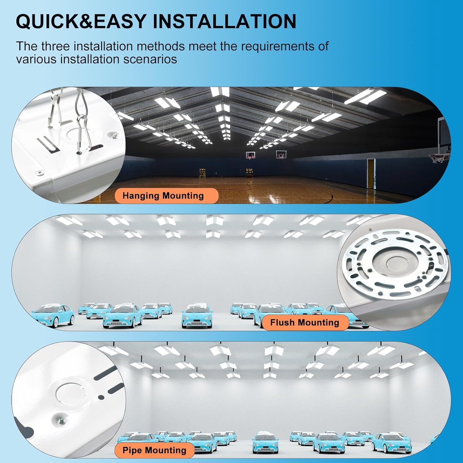 Lightdot 6Pack 2FT 200W LED High Bay Light,V-Wing Design, Equivalent to 800W Metal Halide, 100-277V Wide Voltage, 5000K Daylight, UL Compliant| 2000 Sq.Ft Coverage, for Warehouse, Garage, Workshop