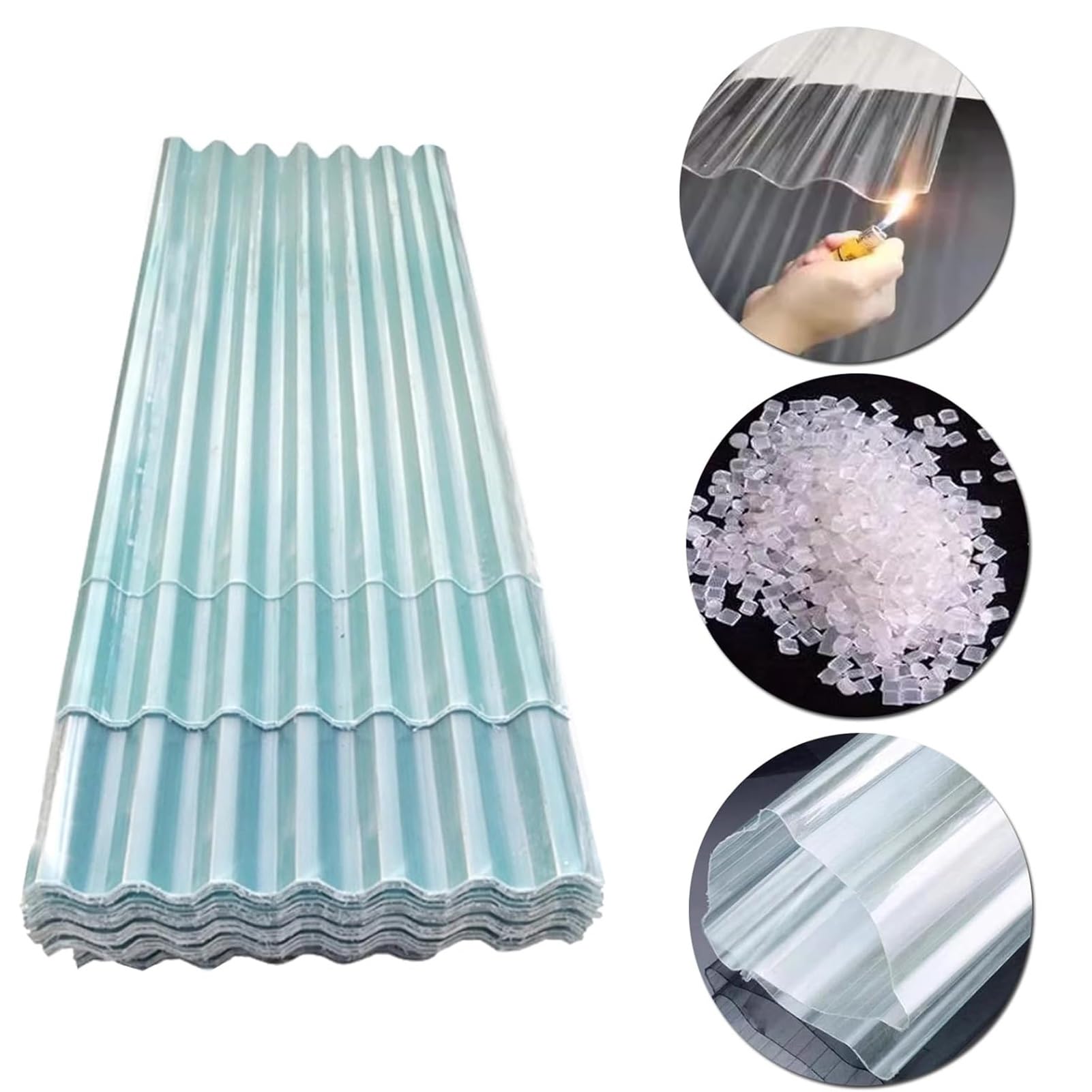 Planchas Transparentes Tejados, Placa Ondulada Tejado a Prueba de Lluvia, Captadores de Luz, Chapa Tejado de Aislamiento, for Invernadero Cochera(4 PCS,0.9x2m/2.95x6.56ft)