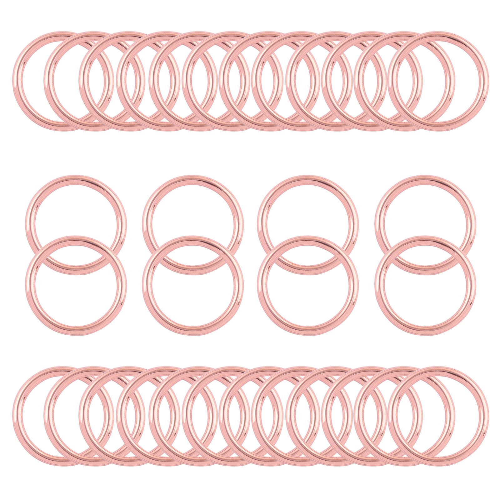 YEWIN 1.18" Rose Gold Multi-Purpose O-Rings Fasteners - Heavy Duty Round Welded O Ring for Dog Leashes Hardware Strap Belts Craft DIY Accessories