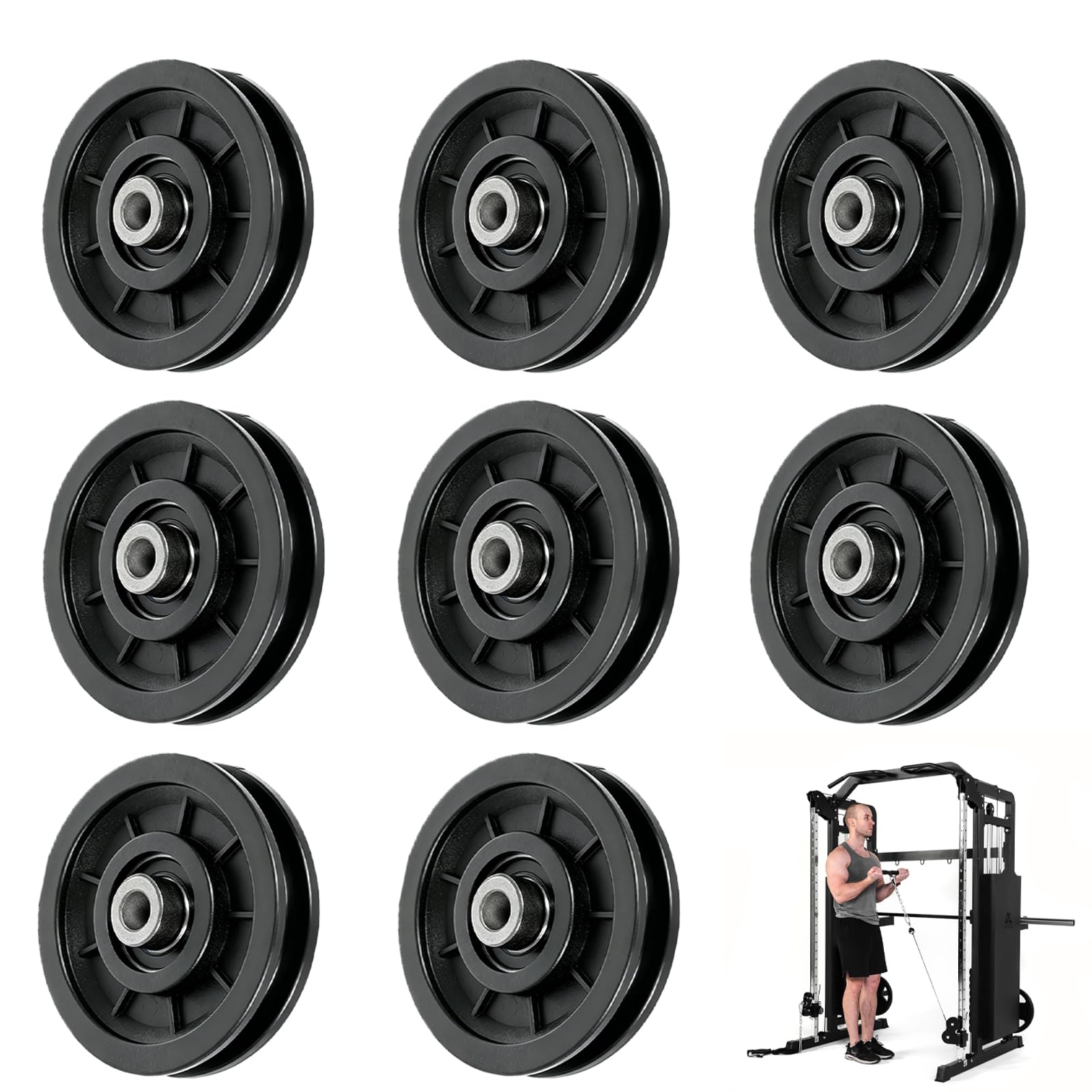 Rolka linowa 90 mm, rolka prowadząca do urządzeń fitness, łożysko uniwersalne, koło pasowe, brama garażowa i maszyna do kabli, część zamienna jako rolka liny drucianej na siłownię i do użytku domowego