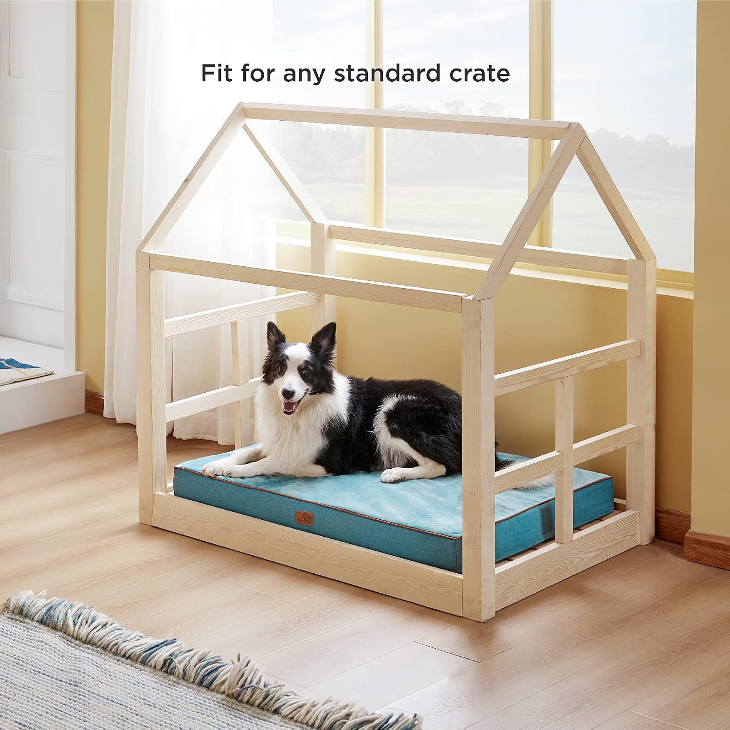 Bedsure Memory Foam Dog Bed for Medium Dogs - Orthopedic Waterproof Dog Bed for Crate with Removable Washable Cover and Nonskid Bottom - Plush Flannel Fleece Top Pet Bed, Blue