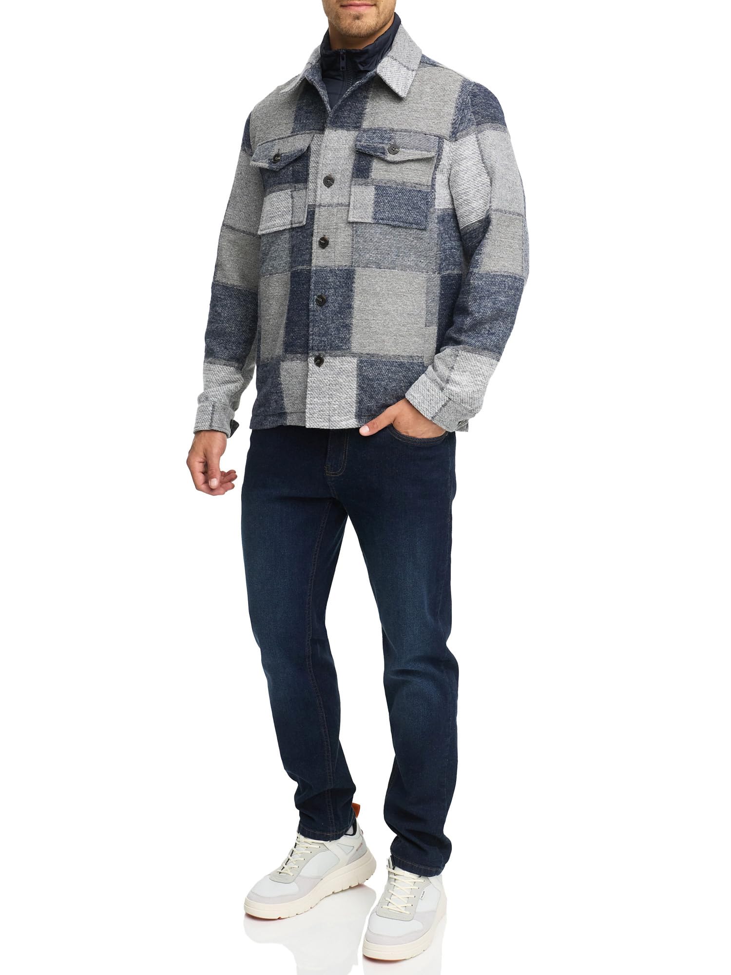 Indicode Chaqueta de leñador a cuadros INDjango para hombre | Chaqueta de entretiempo con forro extraíble para hombres