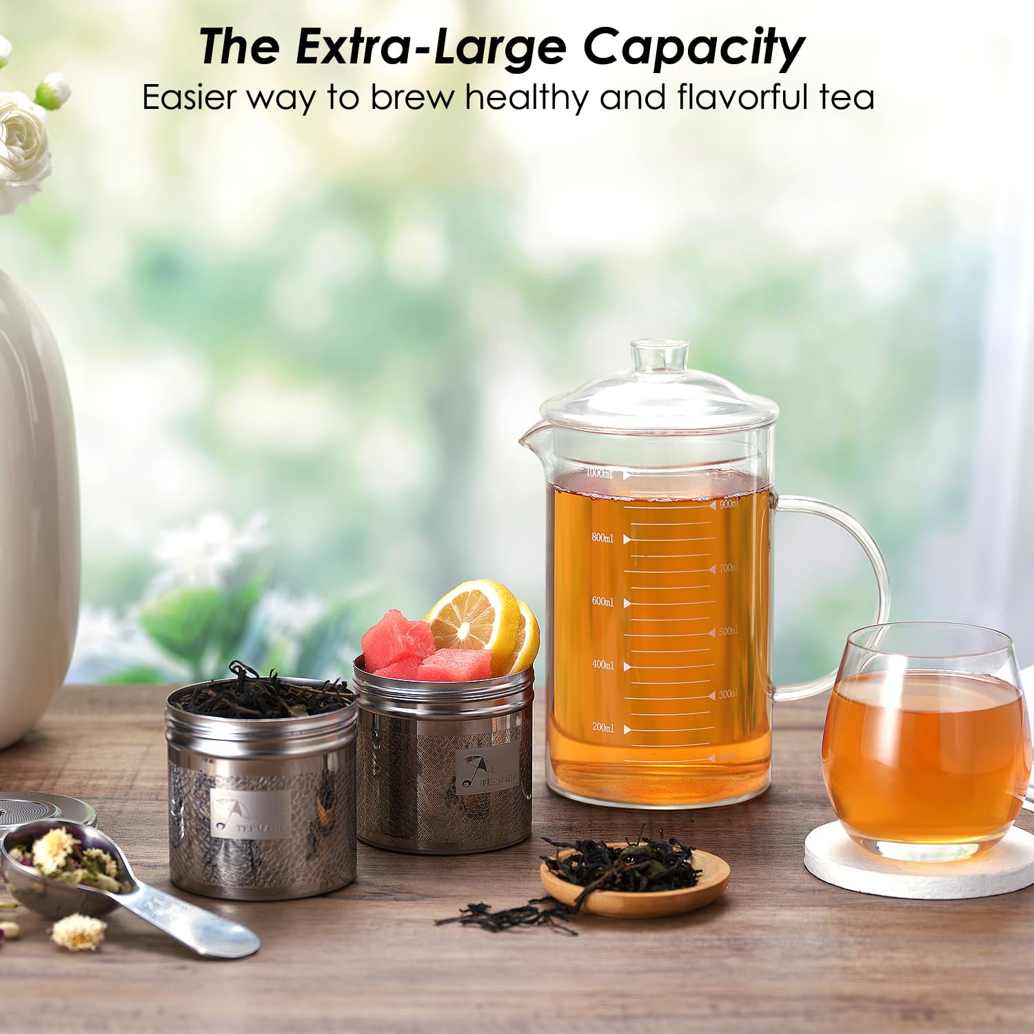 TEEMADE Extra Large Tea Infuser for Loose Tea & Spice Infuser for Cooking,304 Stainless Steel Tea Filters,Extra Fine Mesh Tea Strainers for Black Tea,Iced Tea,Herbs & Soup Etc