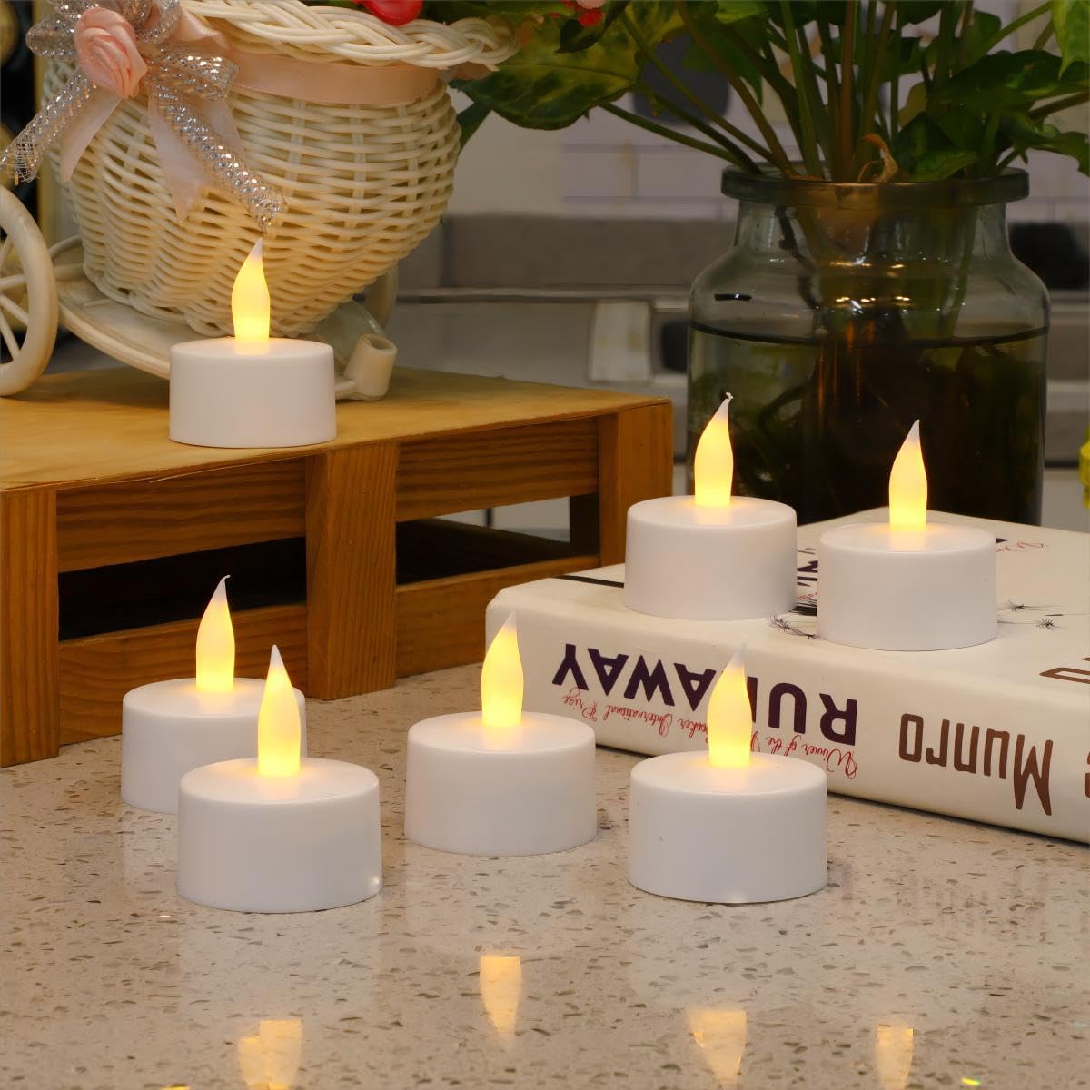 Rechargeable LED Tea Lights, Flickering Flameless Candles with Remote Timer, 12 PCS Electric Battery Operated Candles with Charging Base for Christmas Halloween Weddings Decorative - Image 2