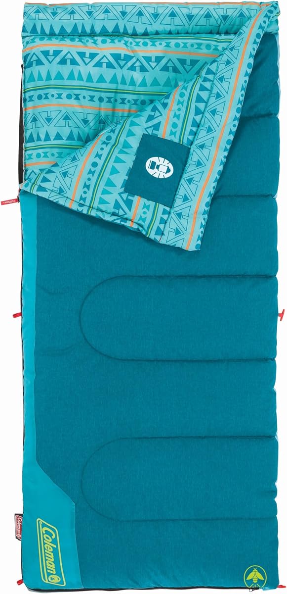Saco de dormir de 50 °F, cómodo saco de dormir juvenil para fiestas de pijamas y campamentos, se adapta a niños de hasta 5 pies de altura, diseño que brilla en la oscuridad, saco de cosas incluido, lavable a máquina