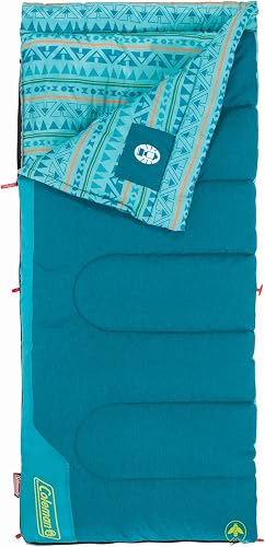 50°F Sleeping Bag, Comfortable Youth Sleeping Bag for Sleepovers & Camping, Fits Children up to 5ft Tall, Glow in The Dark Design, Stuff Sack Included, Machine Washable