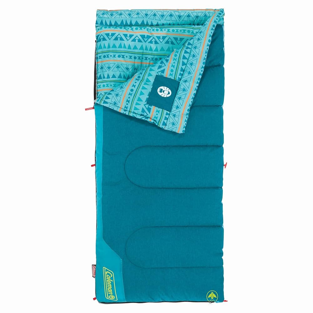 Coleman Kids 50F Sleeping Bag, Comfortable Youth Sleeping Bag for Sleepovers & Camping, Fits Children up to 5ft Tall, Glow in the Dark Design, Stuff Sack Included, Machine Washable
