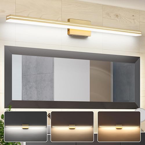Miniatura 22 de SineRise - Lámparas LED modernas para tocador de baño (40,6 cm, 3000K/4000K/6000K, regulables), lámparas de pared modernas de acrílico cromado para