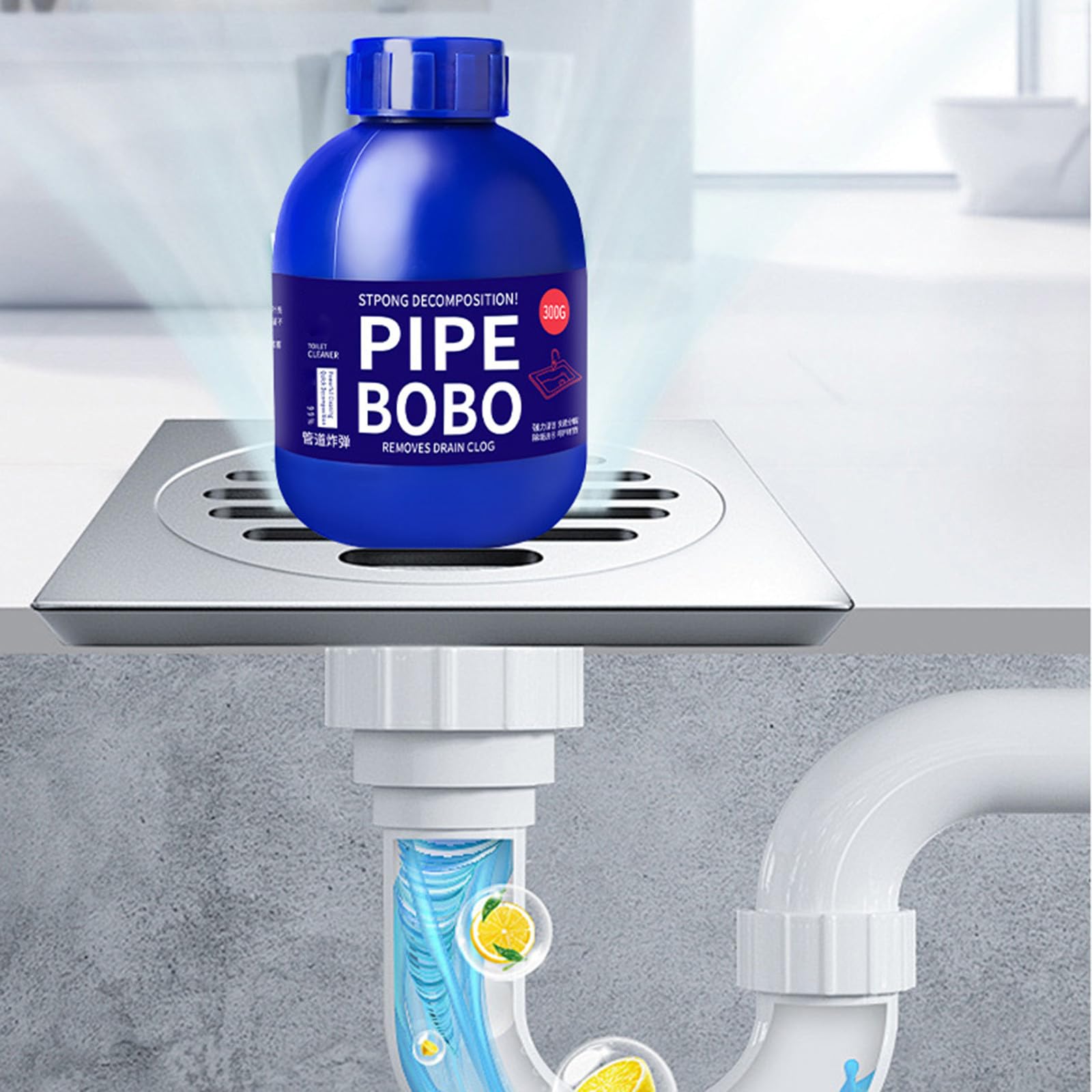 300g Pipe Bobo Cleaner, Pipe Bobo Drain Unblocker, Rohrreiniger Extrem Stark, Starker Abflussreiniger, Leistungsstarker Waschbecken- Und Abflussreiniger, for Den Außenbereich, Küche (3PC)