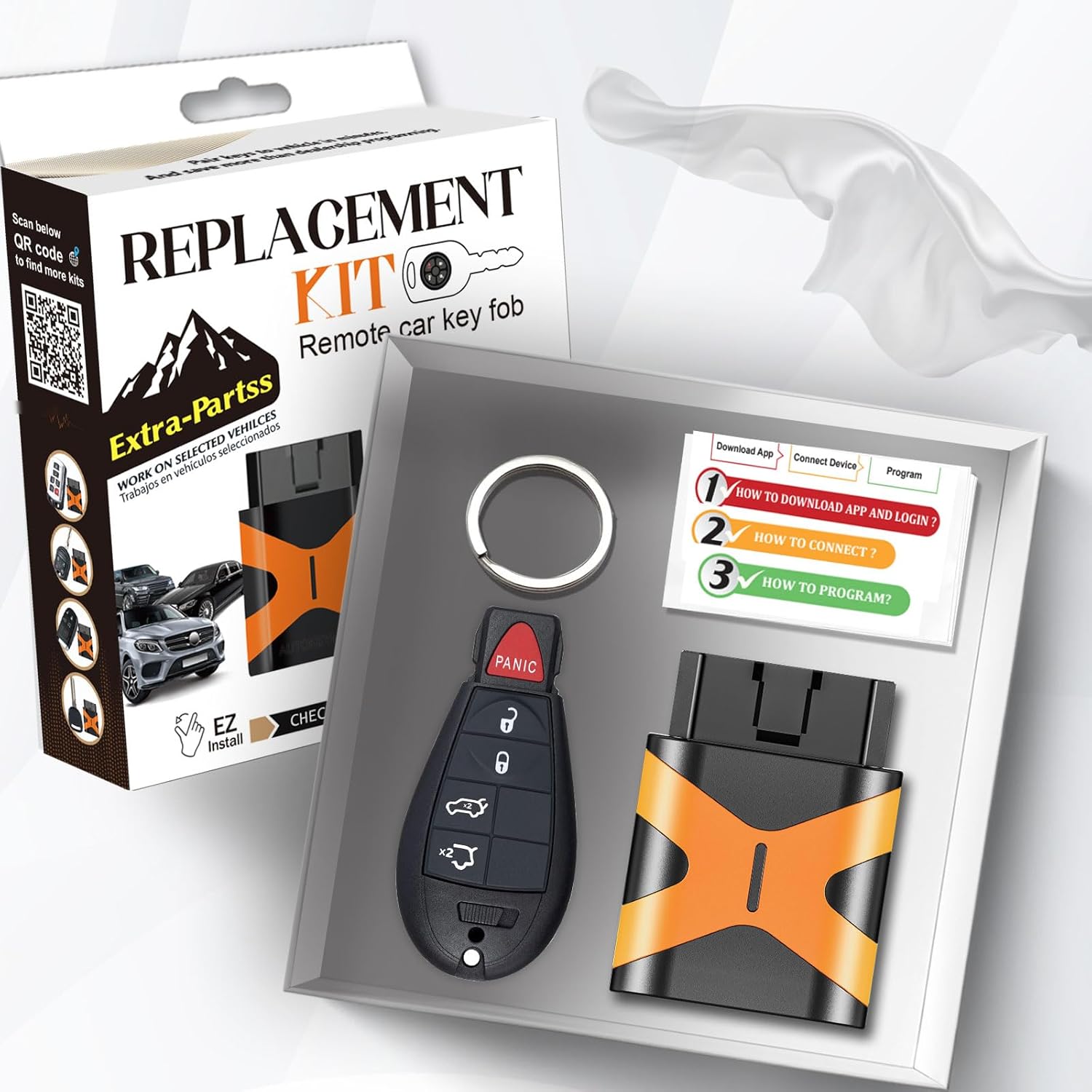 OBD with Remote Key Fob Replacement for Jeep fits Grand Cherokee 2008 2009 2010 2011 2012