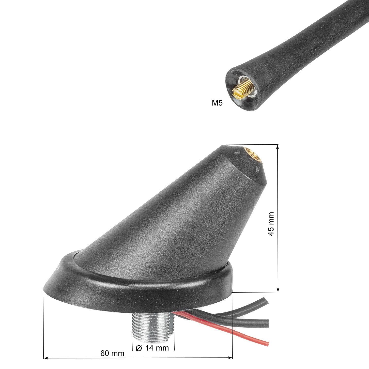 tomzz Audio 1000-067 Antenne Dab pour Voiture, antenne de Toit combinée Dab+ FM AM avec amplificateur SMB DIN 52 degrés