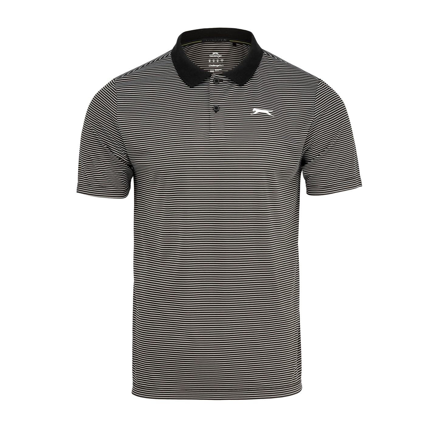 Slazenger Mens Micro Stripe Golf Polo Shirt Black XXXXL