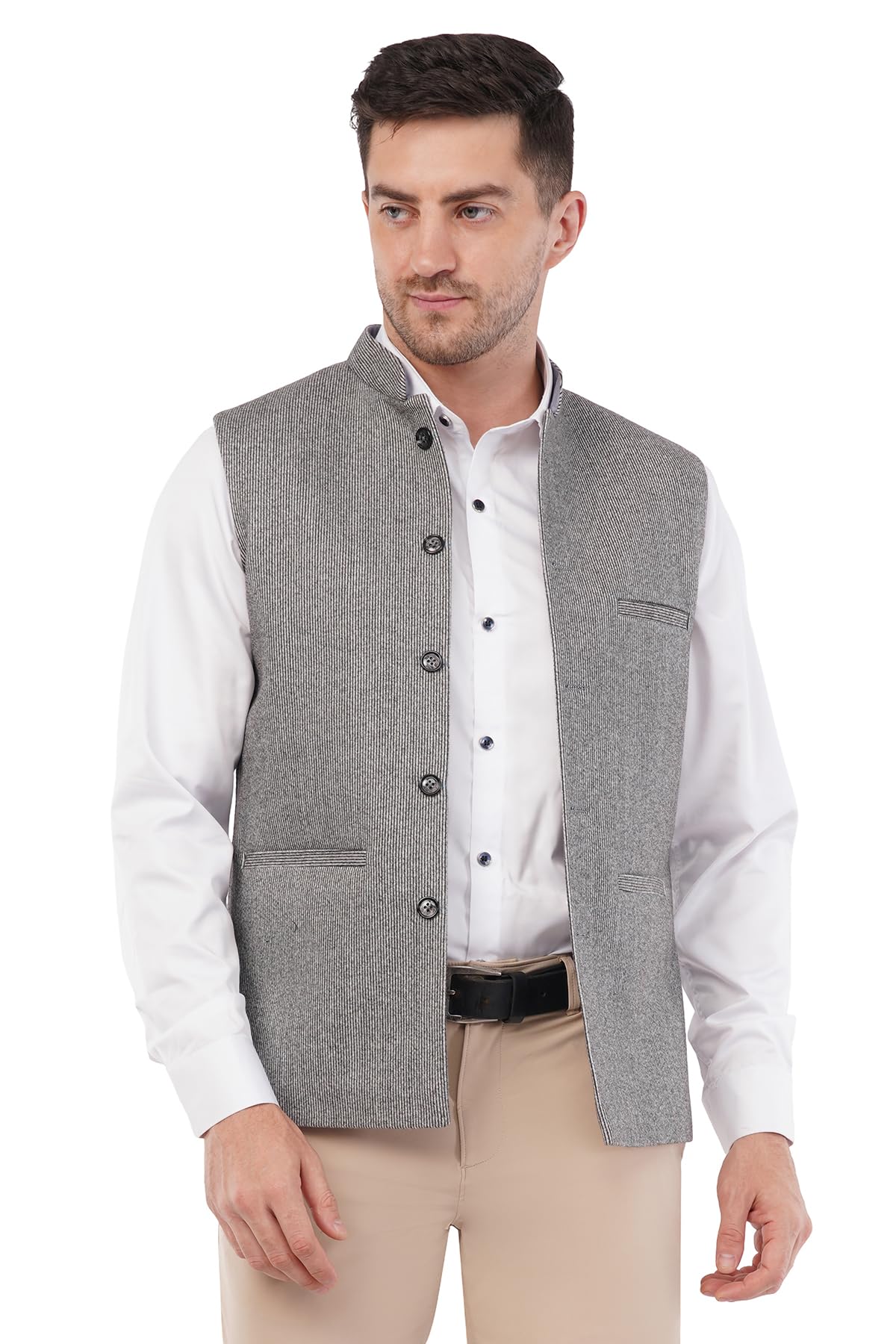 Men's Tweed Wool Nehru Jacket Waistcoat