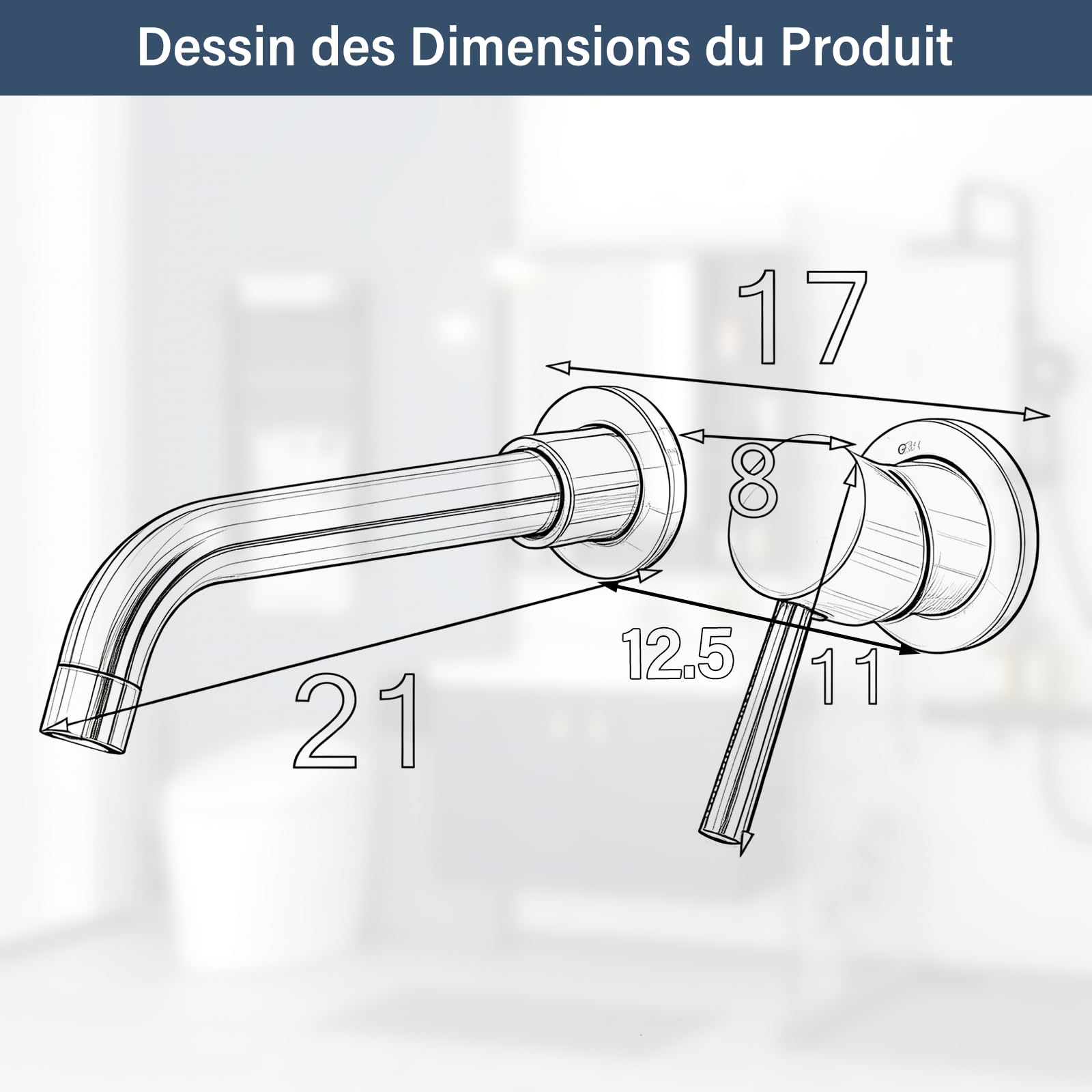 Miscelatore per lavabo a parete girevole a 360 gradi, rubinetto da bagno per vasca e lavabo, rubinetto da incasso, lavabo a parete, design moderno, oro spazzolato