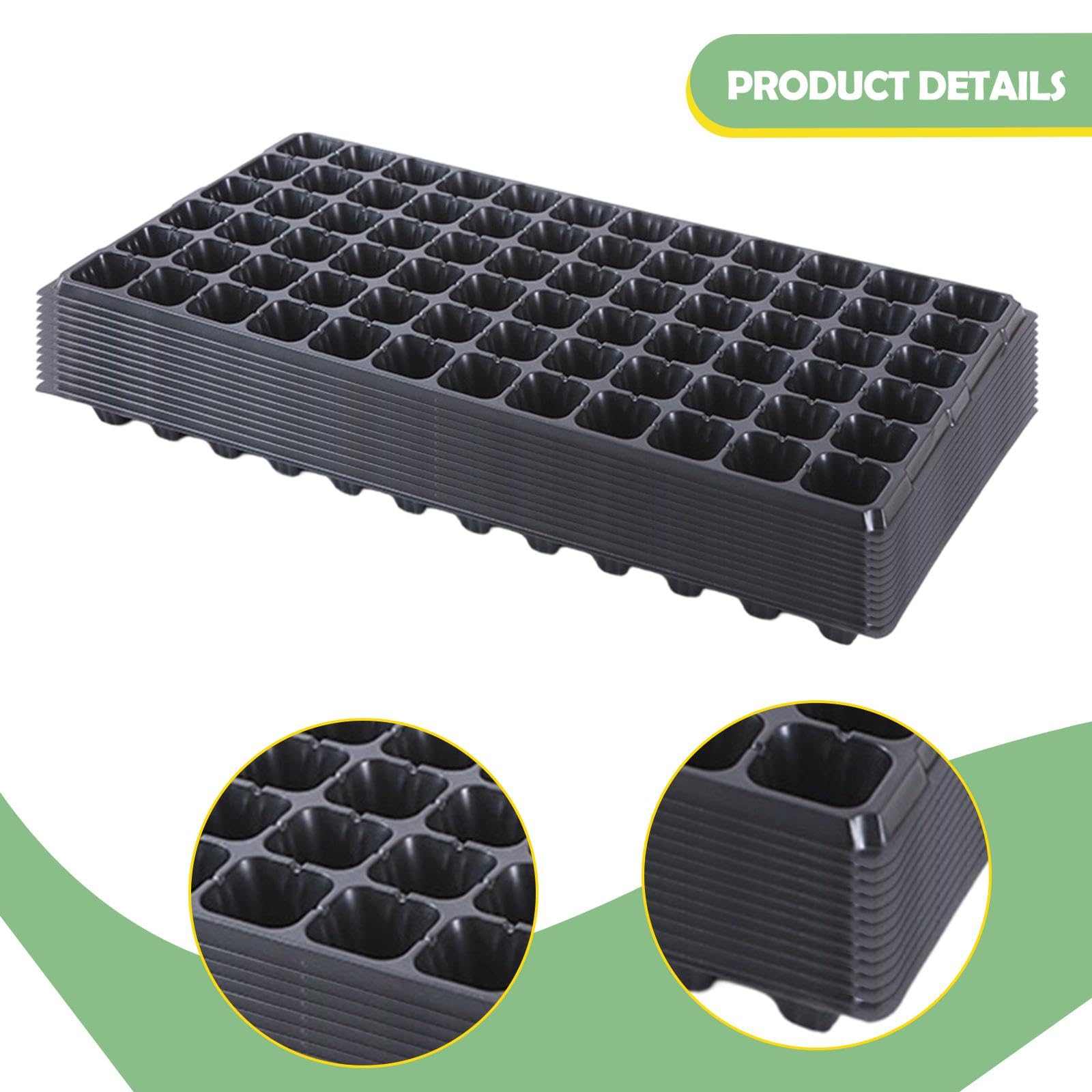 Perfeclan 12 Pièces Plateaux Semis Plateau Germination Graines Réutilisable Multi Compartiments Propagation Plantes Matériau PP Aéré Convient Maison Serre, 72 cellules