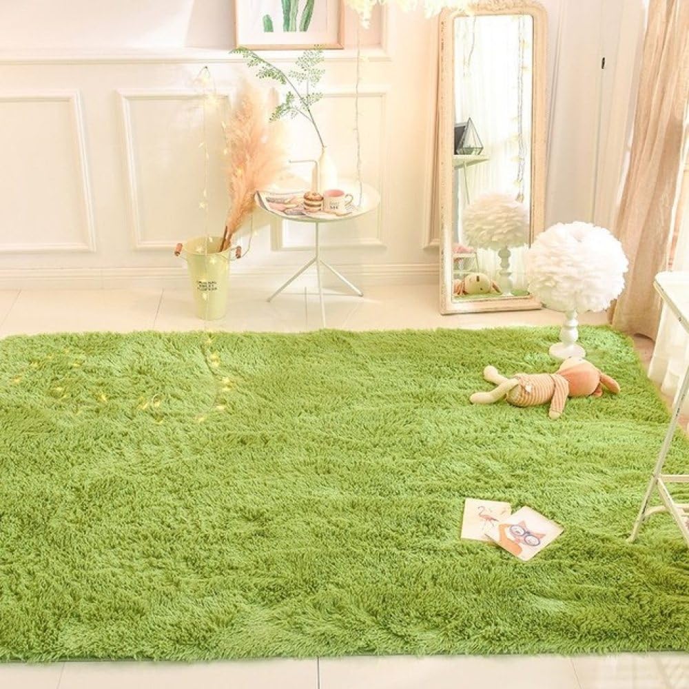 Tapis en peluche rose 140x200 cm pour salon et table basse